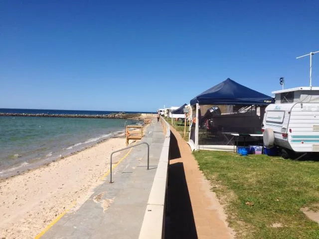 Waterfront caravan sites beside the beach at Port Vincent