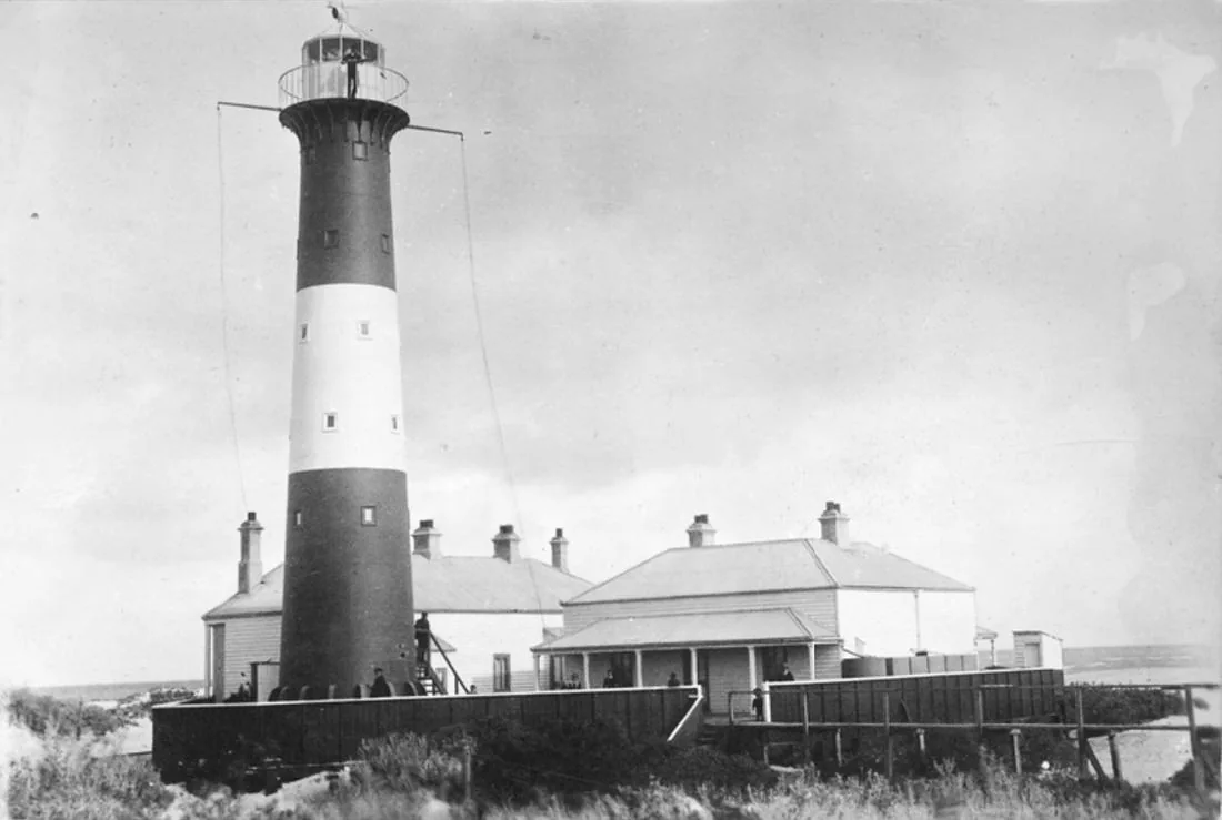 Historic photograph of Troubridge Island Lighthouse, built after a series of wrecks including Marion