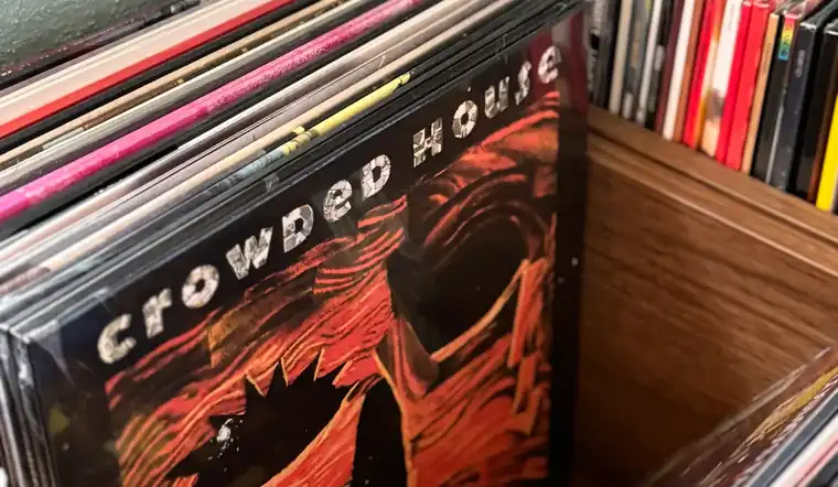Vinyl records inside Peninsula Records and Books in Stansbury