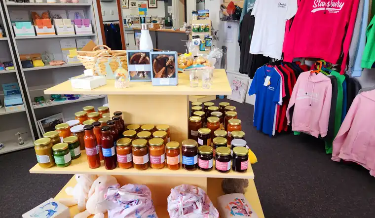 Stansbury souvenirs, local preserves, clothing and gifts inside the Visitor Information Outlet